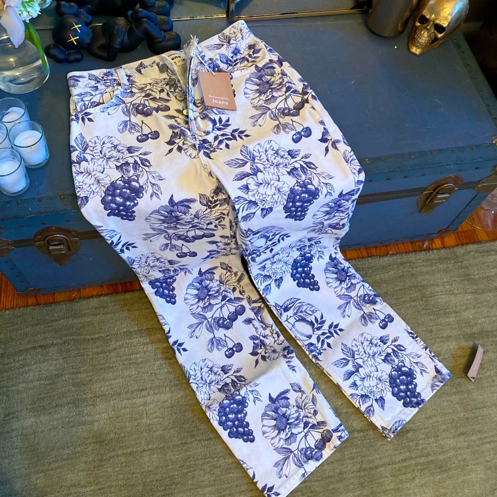 REFORMATION Printed Flare Jeans